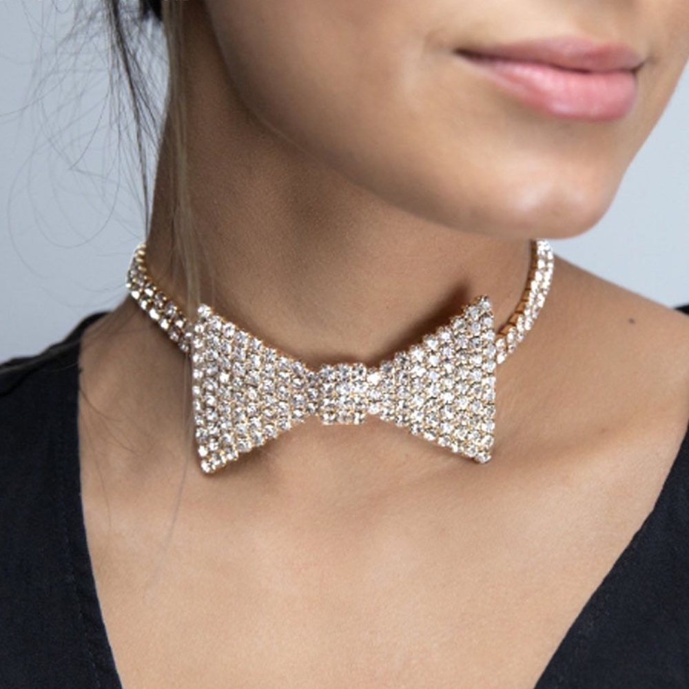 Bow Tie Choker Rhinestones